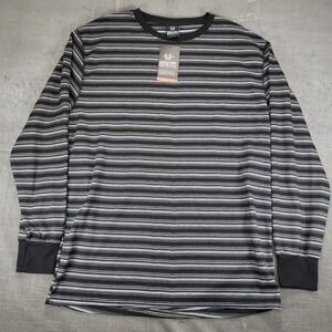 Brooklyn State Mens 5X Striped Thermal Waffle Knit Long Sleeve Shirt Black New